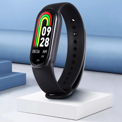 "Smartwatch Mi Band 8 elegante nero con display Retina, cinturino sottile, compatibile Android e iOS, adatto fitness e salute