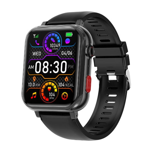 "Smartwatch unisex con display rotondo, cinturino in silicone, funzioni SOS e monitoraggio salute, disponibile in vari colori
