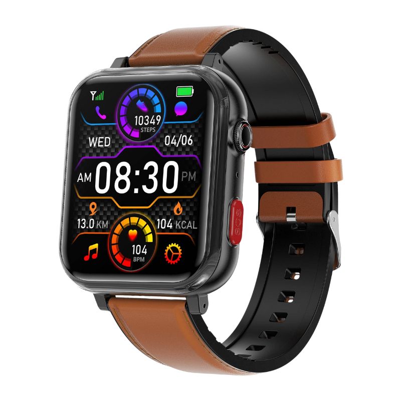 "Smartwatch unisex con display rotondo, cinturino in silicone, funzioni SOS e monitoraggio salute, disponibile in vari colori