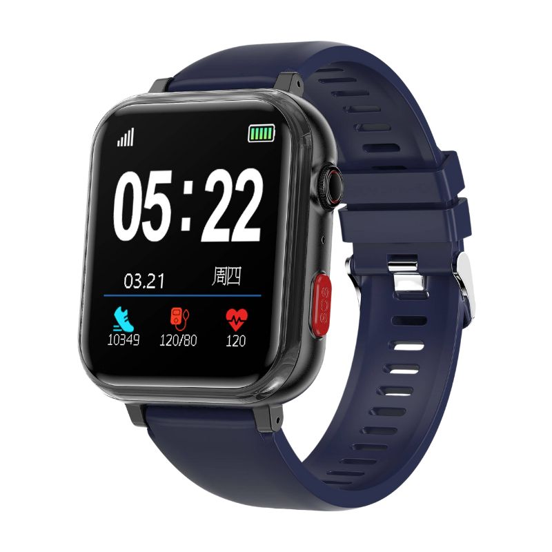 "Smartwatch unisex con display rotondo, cinturino in silicone, funzioni SOS e monitoraggio salute, disponibile in vari colori