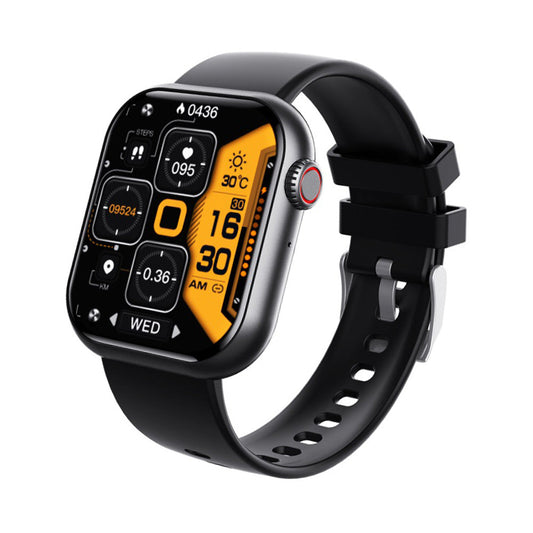 "Smartwatch uomo nero, schermo touch, tracker fitness e pressione, design elegante, ideale per salute e sport."