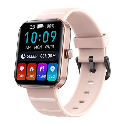 "Smartwatch uomo nero, schermo touch, tracker fitness e pressione, design elegante, ideale per salute e sport."