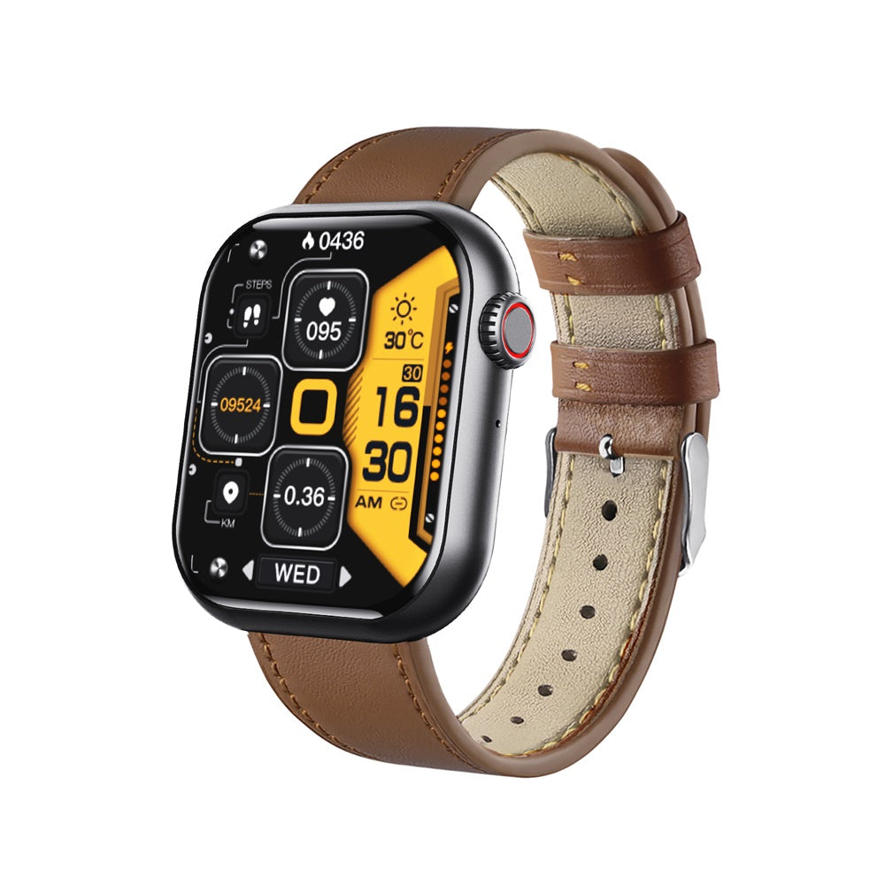 "Smartwatch uomo nero, schermo touch, tracker fitness e pressione, design elegante, ideale per salute e sport."