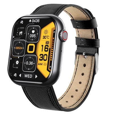 "Smartwatch uomo nero, schermo touch, tracker fitness e pressione, design elegante, ideale per salute e sport."
