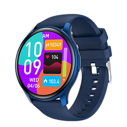 "Smartwatch uomo nero, schermo touch, tracker fitness e pressione, design elegante, ideale per salute e sport."