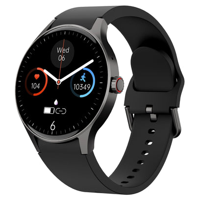 "Smartwatch uomo nero, schermo touch, tracker fitness e pressione, design elegante, ideale per salute e sport."