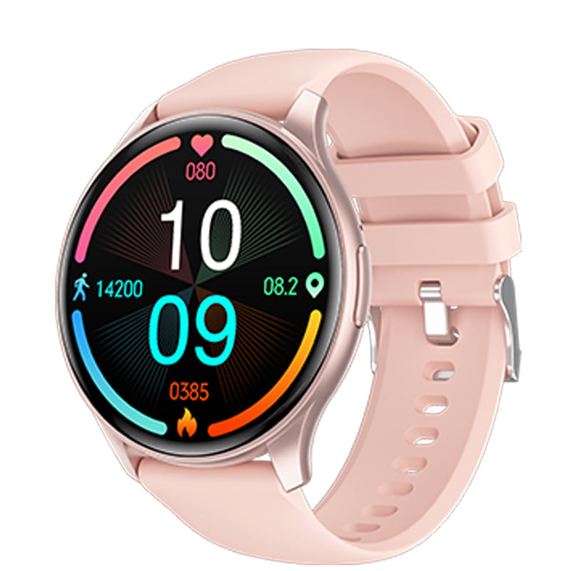 "Smartwatch uomo nero, schermo touch, tracker fitness e pressione, design elegante, ideale per salute e sport."