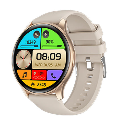 "Smartwatch uomo nero, schermo touch, tracker fitness e pressione, design elegante, ideale per salute e sport."