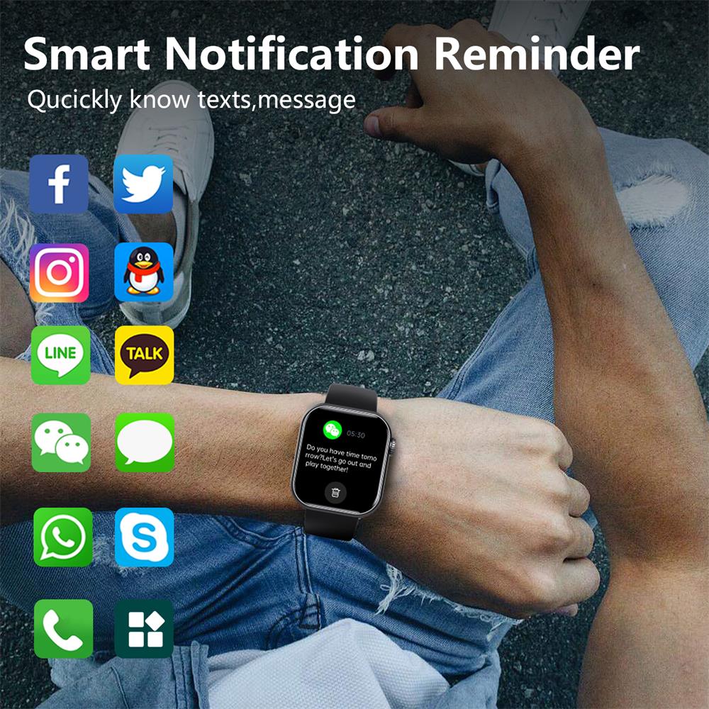 "Smartwatch uomo nero, schermo touch, tracker fitness e pressione, design elegante, ideale per salute e sport."