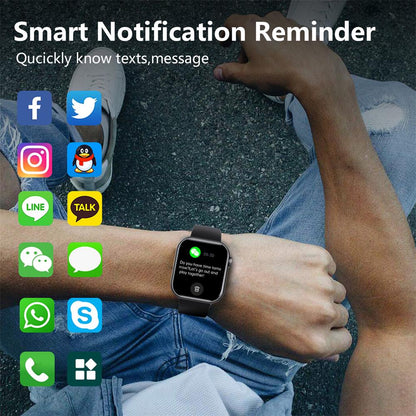 "Smartwatch uomo nero, schermo touch, tracker fitness e pressione, design elegante, ideale per salute e sport."