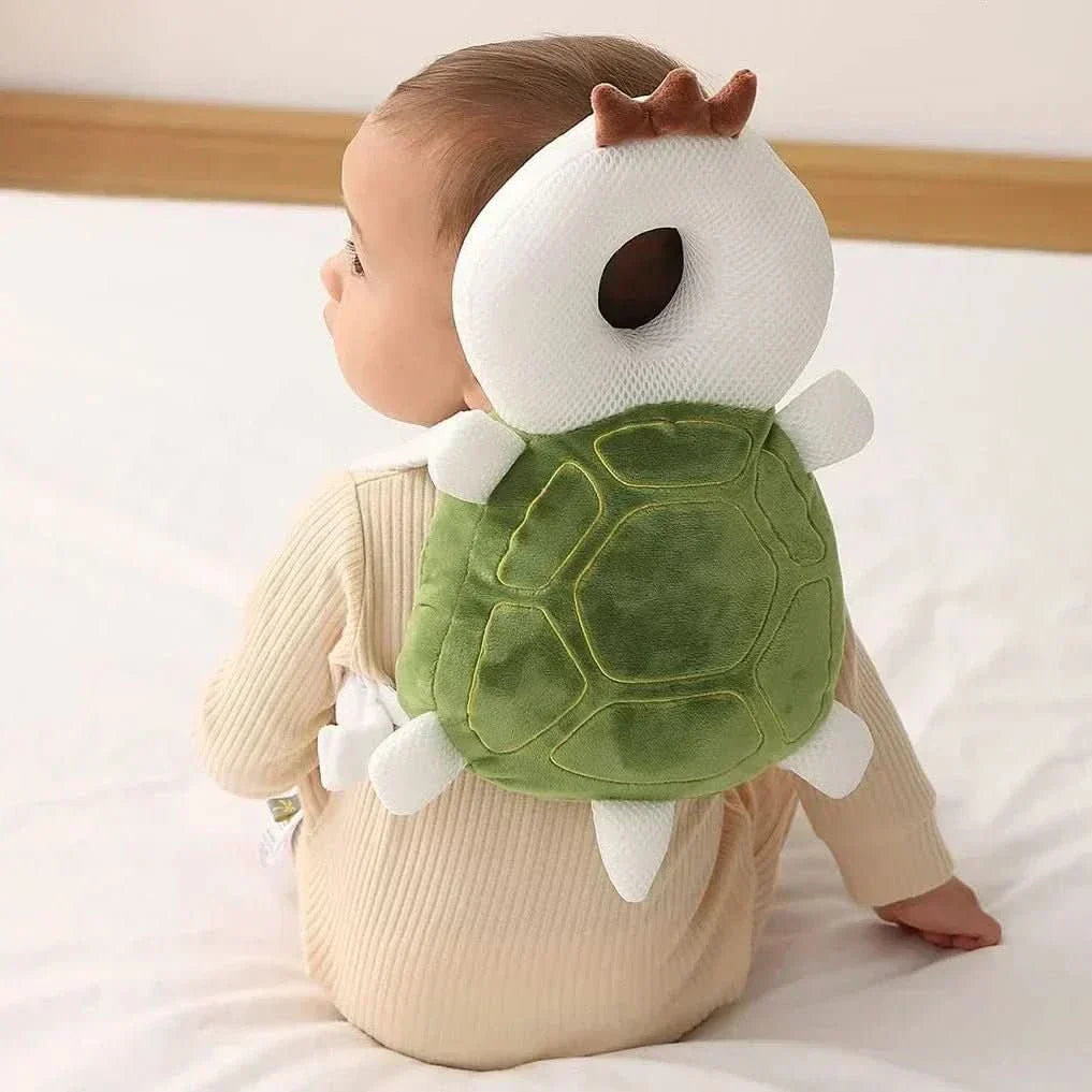 Adjustable infant head protector, perfect for babies learning to walk, provides soft cushioning & safety.