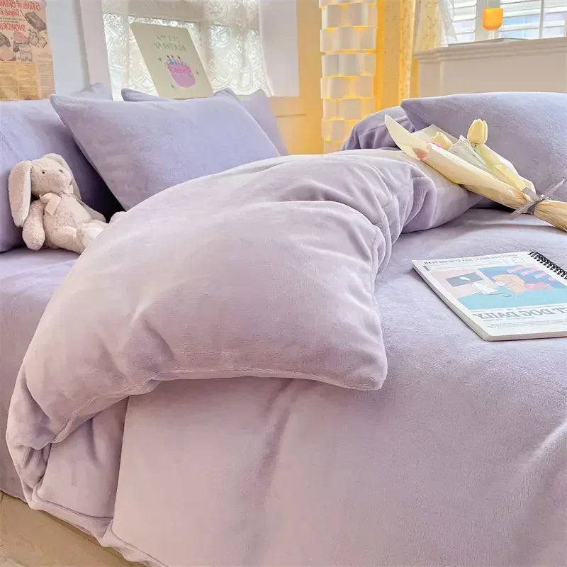 Soft flannel fleece duvet cover in a neutral color, perfect for warm, cozy winter bedding and luxurious sleep comfort.