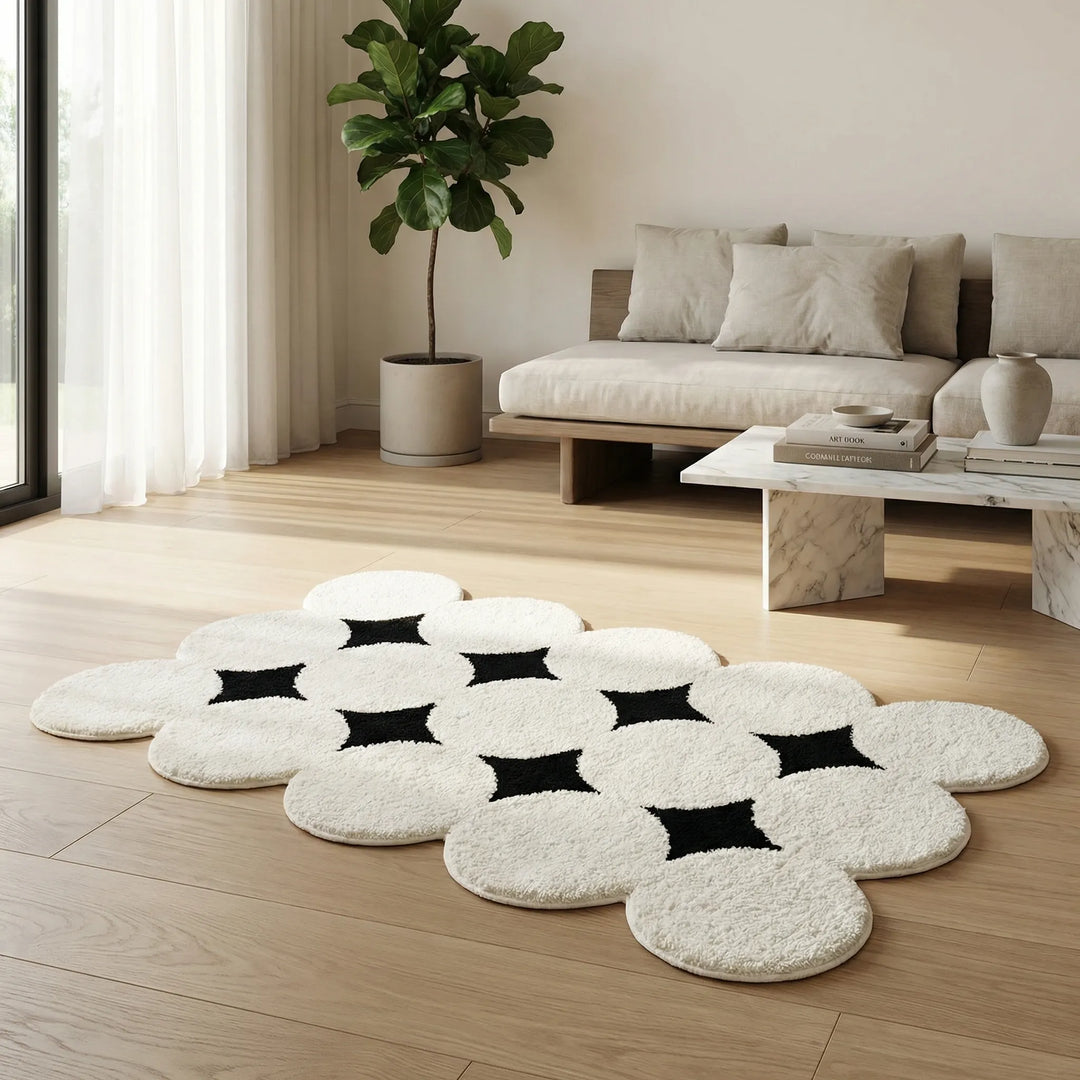 Soft, non-slip bathroom mat with a charming cloud silhouette design. Plush & absorbent for home comfort.
