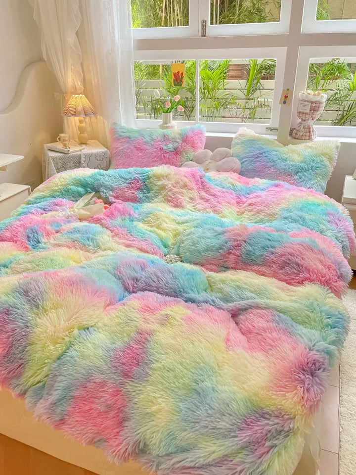 Plush duvet cover in candy colors, a soft and cozy addition to your bed linens & decor.