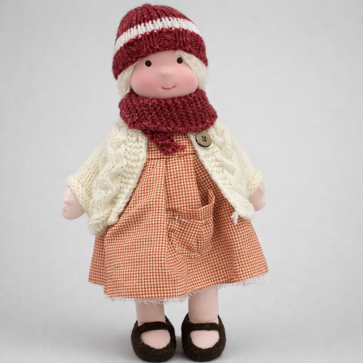 Comforting Waldorf doll, soft natural cloth toy for kids, handmade quality.