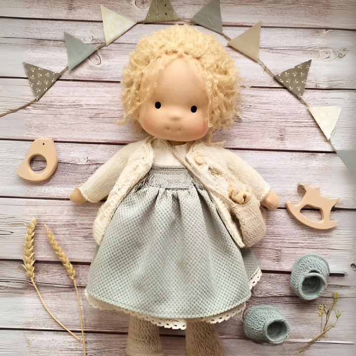 Kids' Waldorf play friend: soft stuffed cloth doll, perfect for comfort & imaginative games.