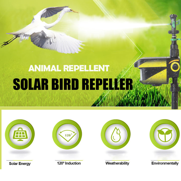 Humane deer deterrent: solar-powered water spray sprinkler for outdoor pest control.