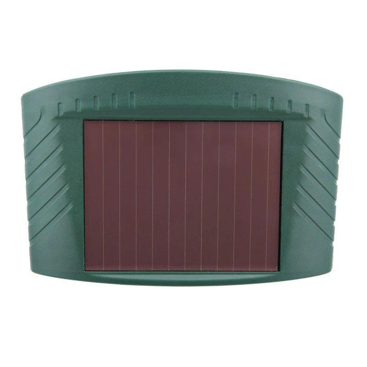 Garden rabbit repeller featuring solar power and a flashing LED light for animal deterrence.