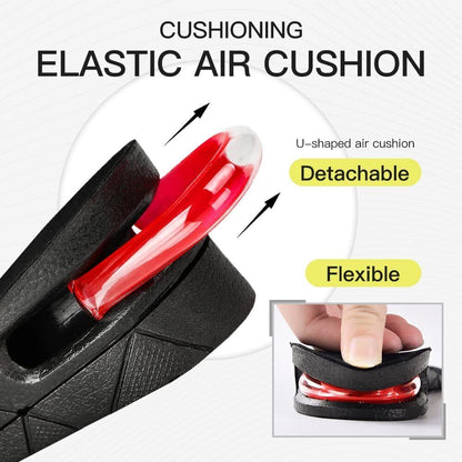 "Solette rialzo scarpe unisex, comode e discrete, per aumentare l'altezza fino a 9 cm con design regolabile e ventilato."