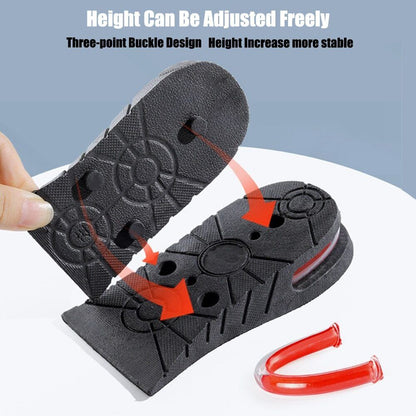 "Solette rialzo scarpe unisex, comode e discrete, per aumentare l'altezza fino a 9 cm con design regolabile e ventilato."