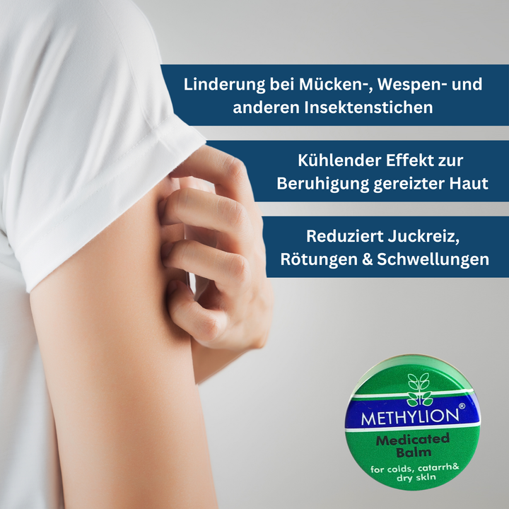 Bite relief balm with natural ingredients, ideal for soothing skin after insect stings outdoors.