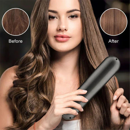 "Spazzola lisciante senza fili, design compatto in nero, per capelli lisci e splendenti, adatta a tutti i tipi di capelli."
