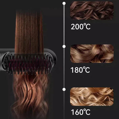 "Spazzola lisciante senza fili, design compatto in nero, per capelli lisci e splendenti, adatta a tutti i tipi di capelli."