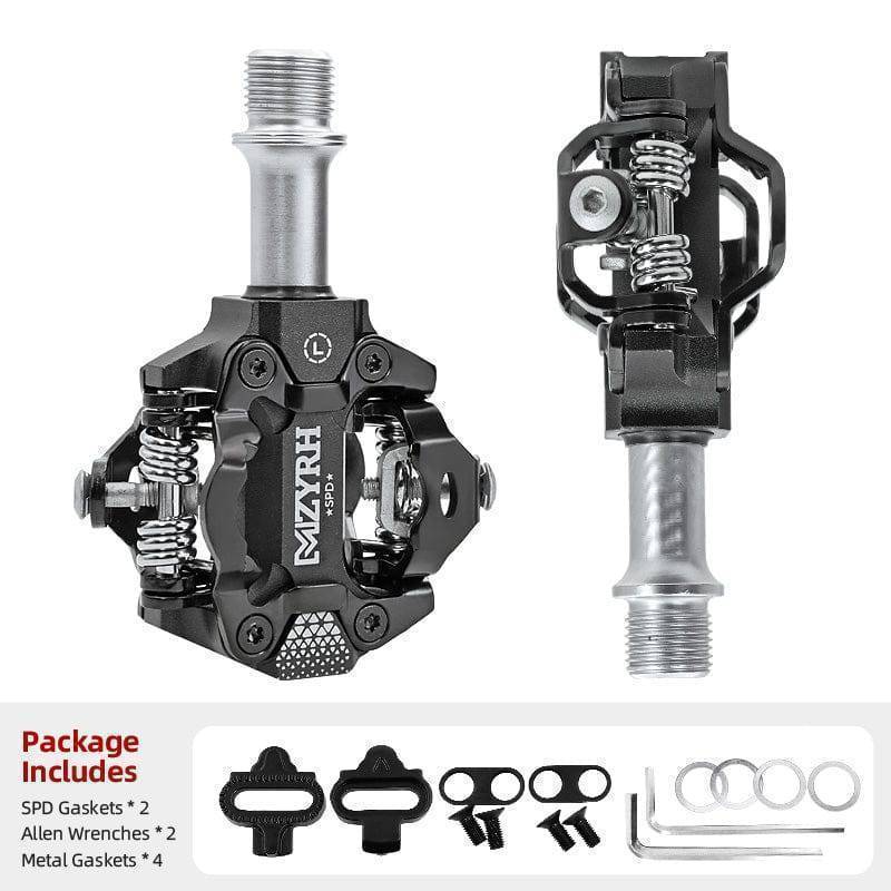 Close-up of SPD road bike pedal cleat mechanism, durable steel for secure shoe attachment