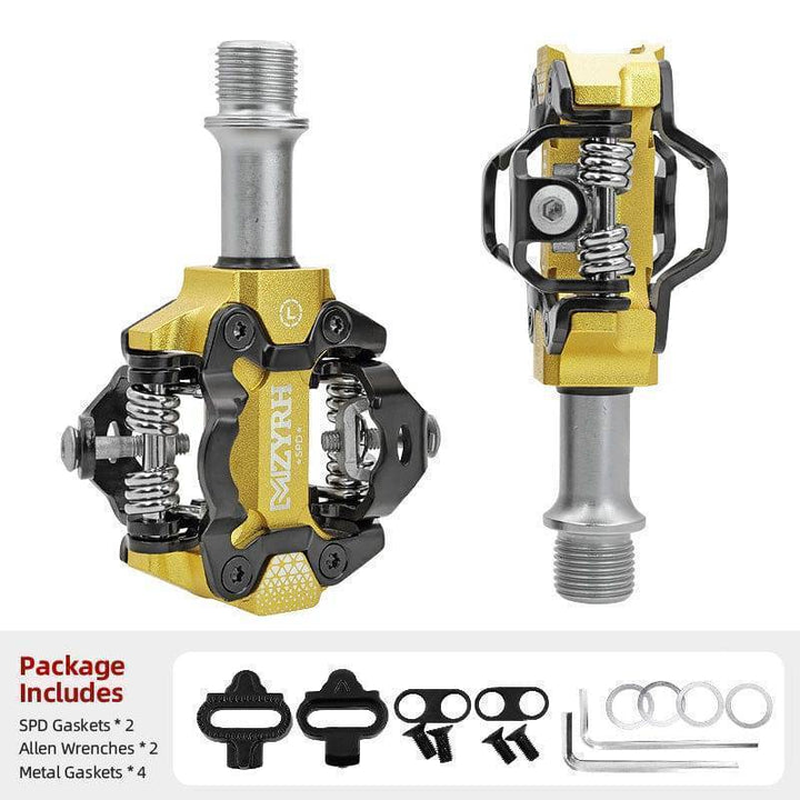 Detailed image of SPD pedal and compatible cleat, essential cycling equipment for secure connection