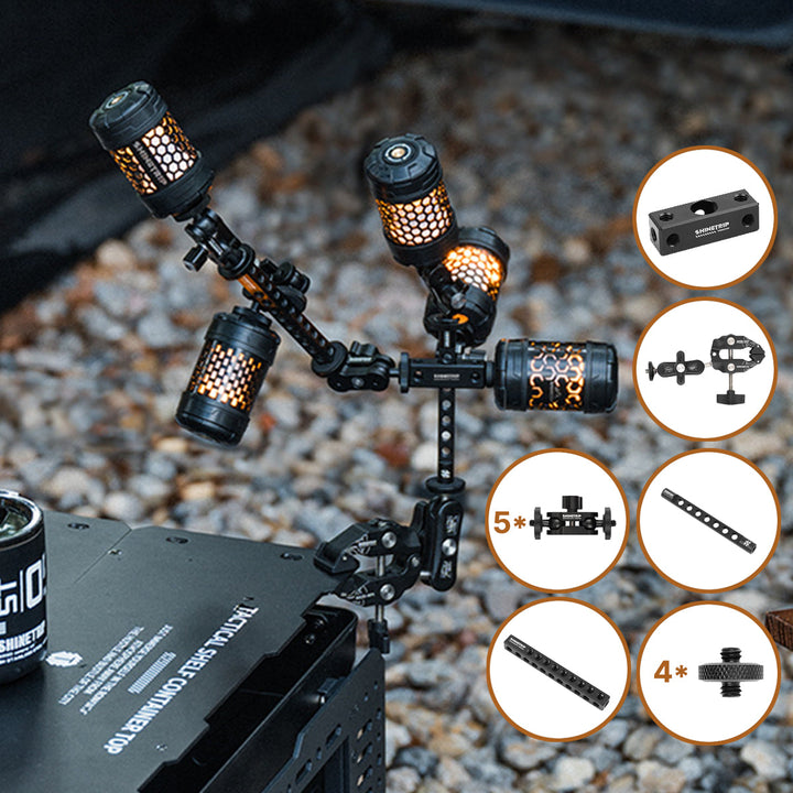Dimmable Spin-Glow camping light, enhancing relaxation and stress relief in outdoor settings