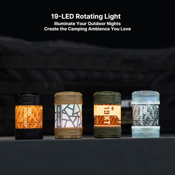 Compact Spin-Glow Modular Camp Light, bright outdoor lighting with stress relief dimming feature