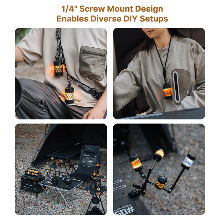 Spin-Glow Modular Camp Light, a rechargeable gadget delivering soft, dimmable outdoor illumination