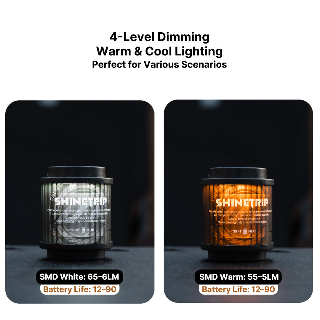 Rechargeable Spin-Glow lantern, essential hiking equipment offering dimmable tent light