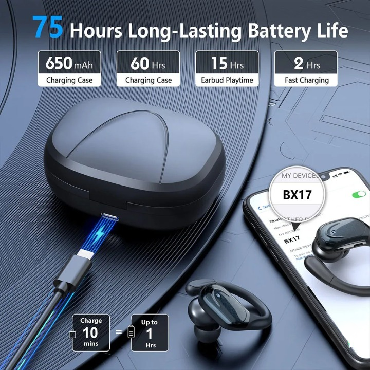 High-fidelity Bluetooth 5.3 wireless earbuds with clear microphone, perfect for calls & music on the go.