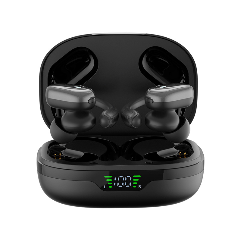 Wireless sport earbuds with Bluetooth 5.3, built-in mic, and sleek LED charging case for 75H audio.
