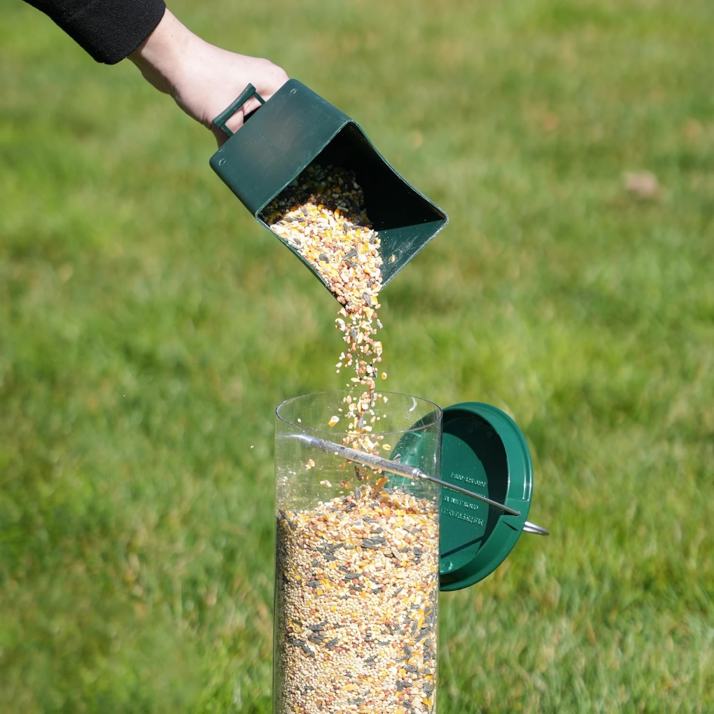 Stylish outdoor squirrel-proof bird feeder, durable design for garden & patio. Perfect for backyard bird watching.