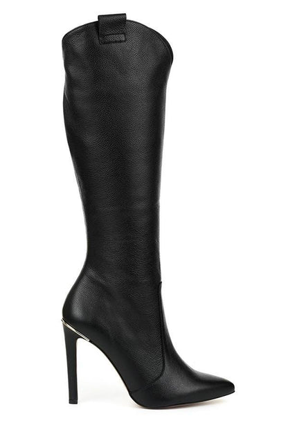 "Stivali alti donna eleganti con suola antiscivolo, design chic e raffinato in camoscio nero, ideale per look invernali."
