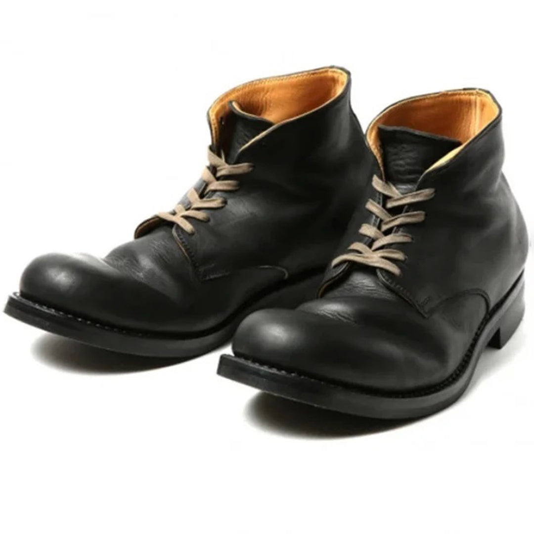 Stivali classici da uomo marrone e nero, eco-friendly, punta a mandorla, finitura liscia, elegante e versatile.