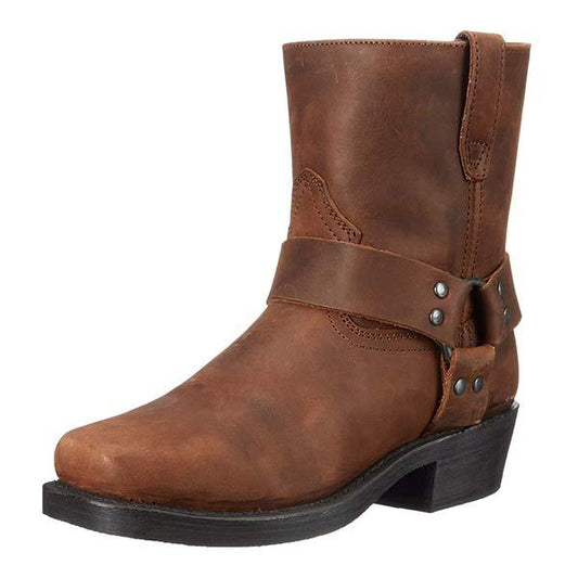 Stivali cowboy uomo in pelle marrone, design classico con cerniera e suola resistente, comfort e stile per ogni occasione.