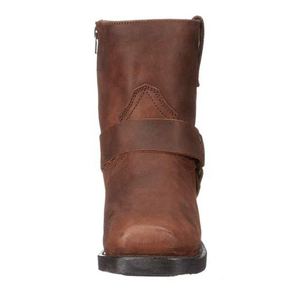 Stivali cowboy uomo in pelle marrone, design classico con cerniera e suola resistente, comfort e stile per ogni occasione.