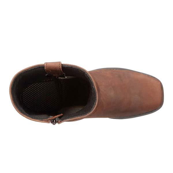 Stivali cowboy uomo in pelle marrone, design classico con cerniera e suola resistente, comfort e stile per ogni occasione.