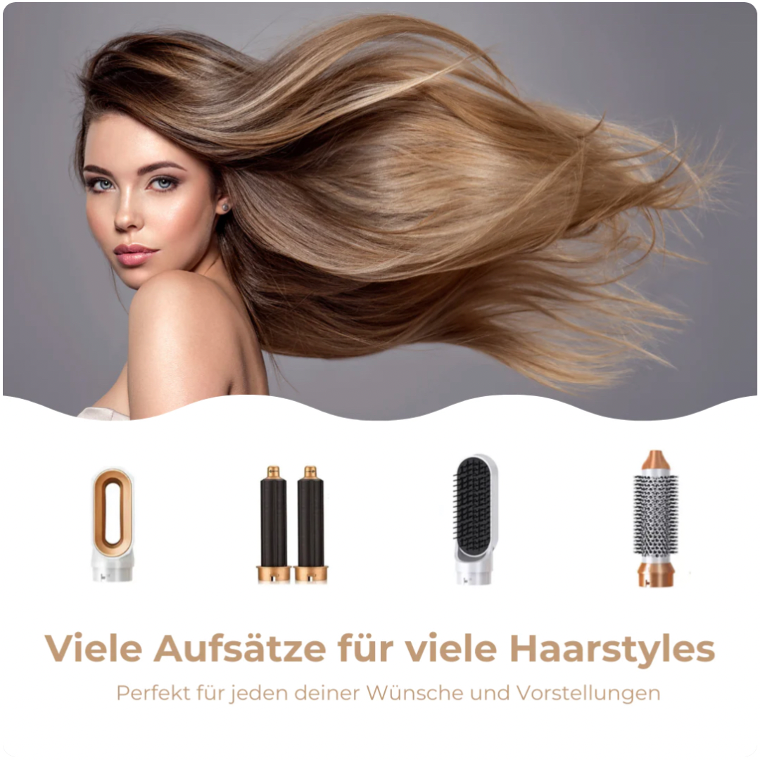 "Styler All-in-One Professionale, accessorio donna bianco e nero, design multifunzionale per acconciature versatili."