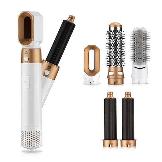 Styler capelli 5-in-1 unisex: accessori per ricci, onde, lisci e asciutti, leggero e adatto a ogni tipo di capelli.