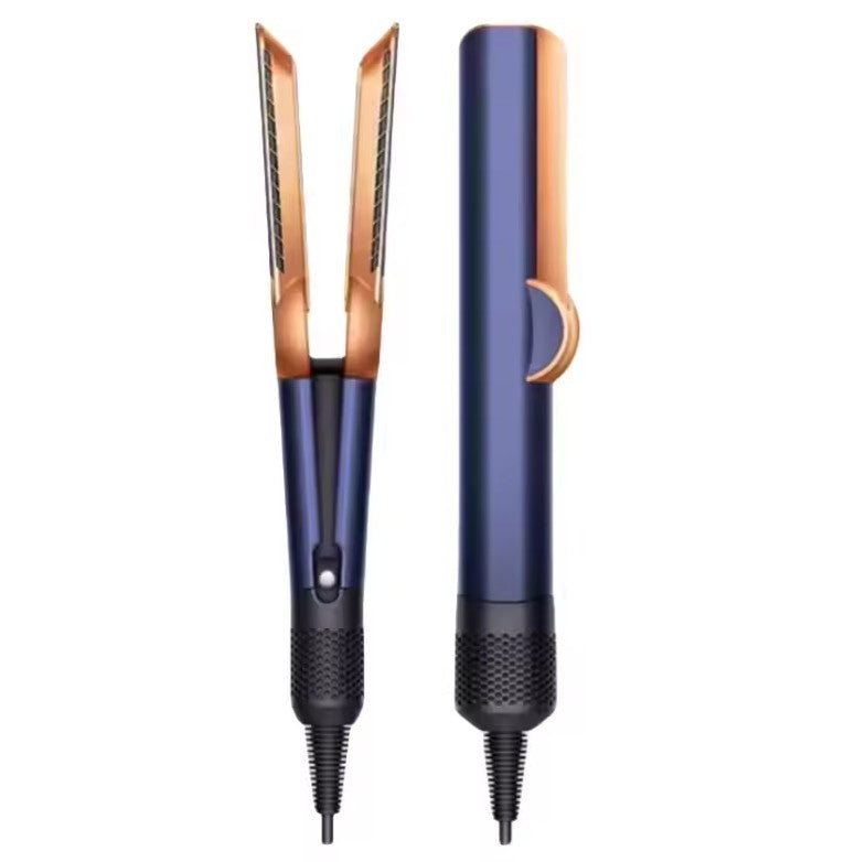 "Styler multifunzione capelli lisci, asciugacapelli e piastra integrati, design leggero, colore nero e finitura lucida."