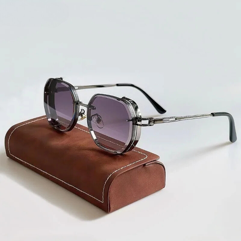 Lightweight geometric sunglasses, stylish and adjustable for comfortable unisex wear, offering UV400 eye protection.