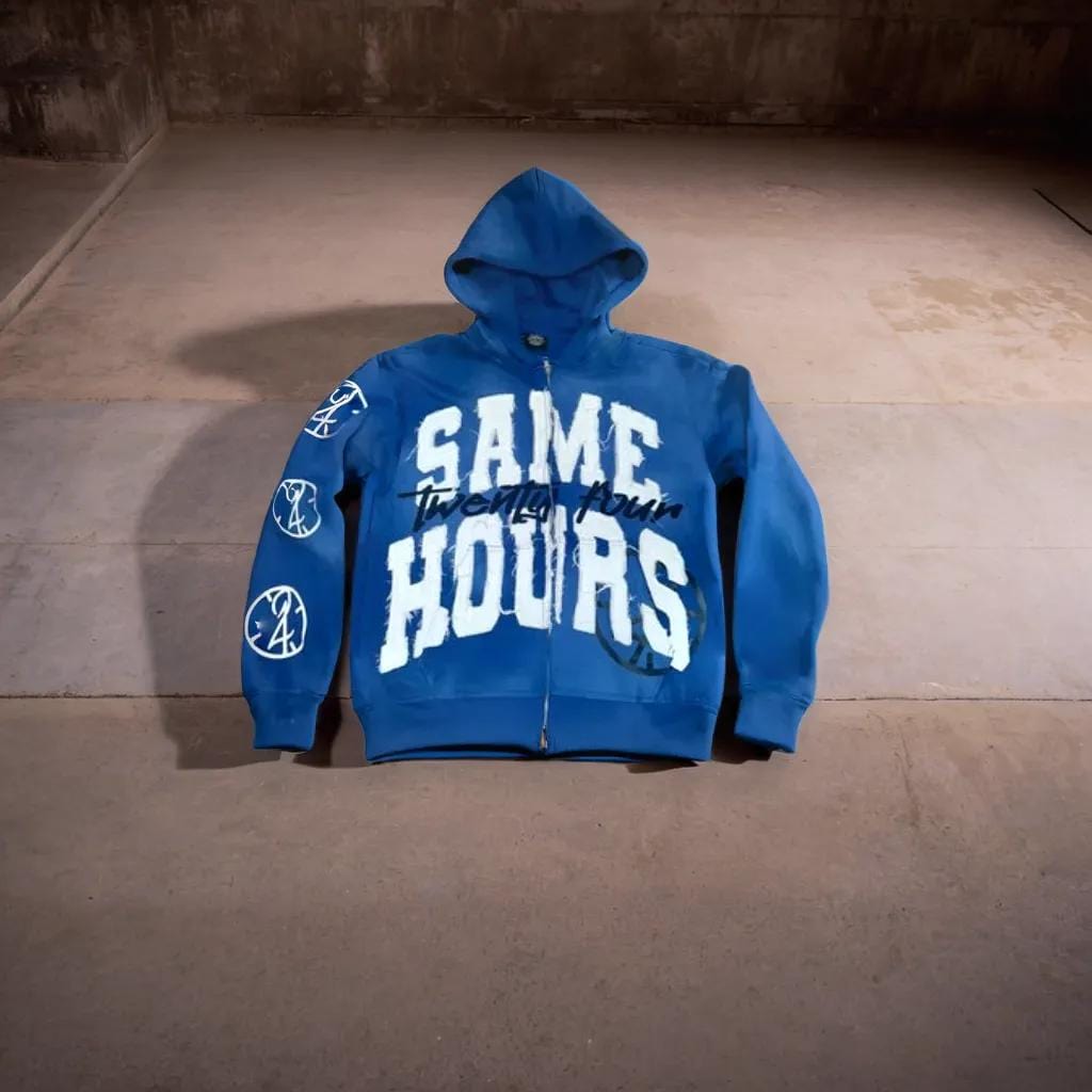Colorful unisex zip-up hoodie, a versatile streetwear statement piece for layering and unique style.