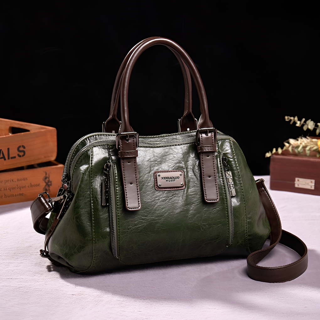 Fashionable croc embossed Boston bag, a stylish and practical top-handle accessory for modern women.