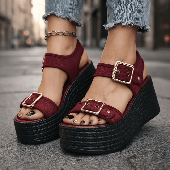 Versatile women's platform wedge sandals with adjustable straps, suitable for casual summer wear.