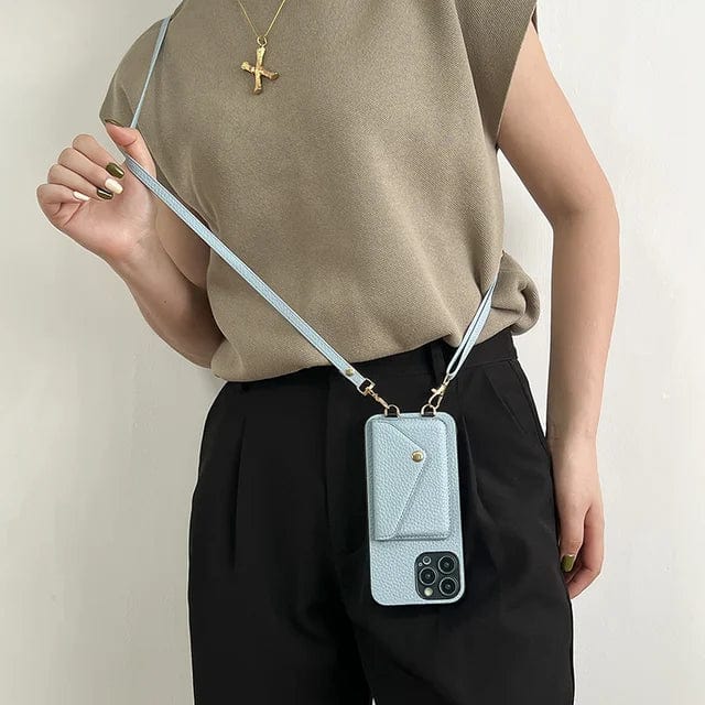 Women's iPhone strap bag with integrated wallet & card holder. Perfect for hands-free daily essentials.
