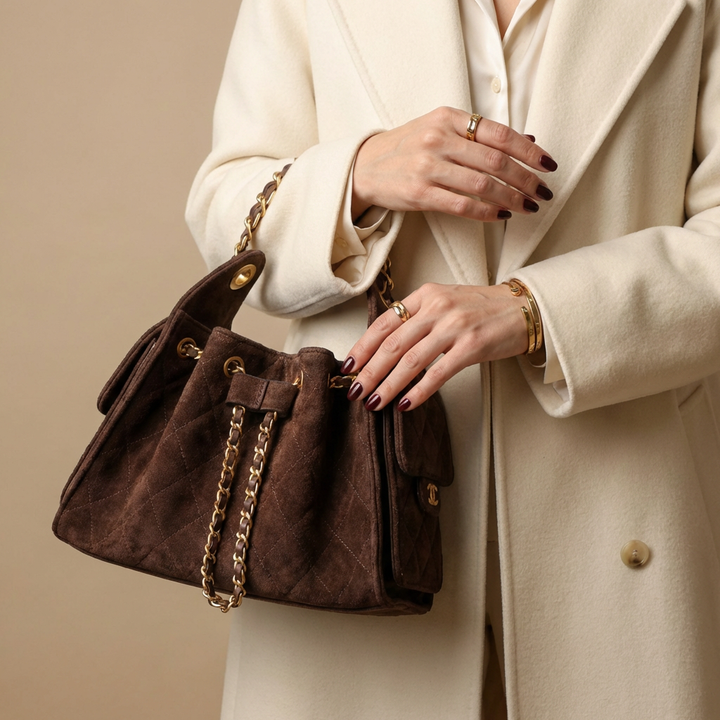 Versatile women's genuine leather bucket bag, can be worn as a shoulder or crossbody bag for daily style.